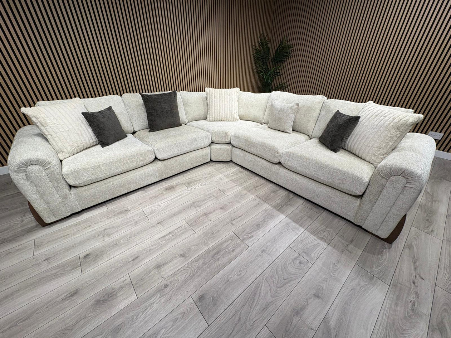 Sofology Marble Arch Style 2 Corner 2 Large Fabric Corner Sofa, Stone - RRP £3,129