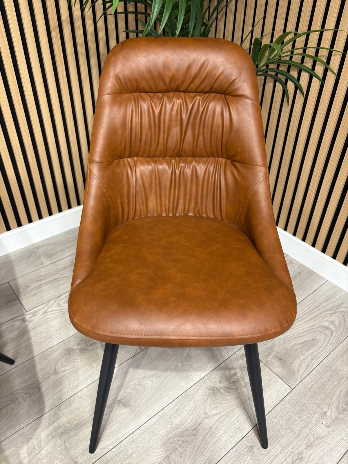 NEXT Sample - Corrine Leather Effect Tan Dining Chairs