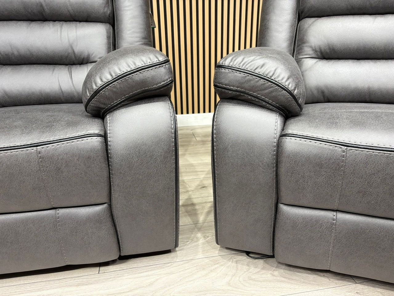 DFS Eigar Style Fabric 3+2 Seater Sofa Set Power Recliners + LED Lights RRP £2399