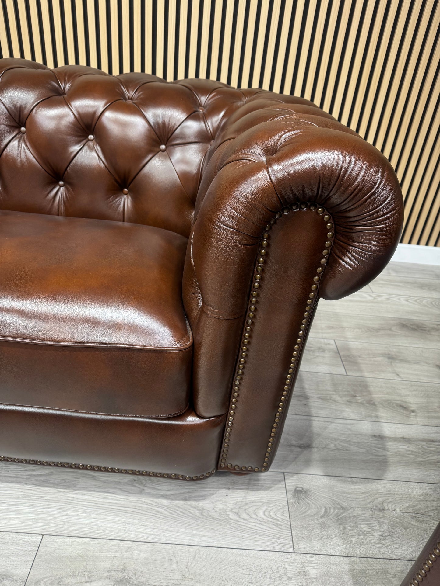 At The Helm Shackleton Style 3 Seater + 2 Armchairs Leather Chesterfield Sofa Set