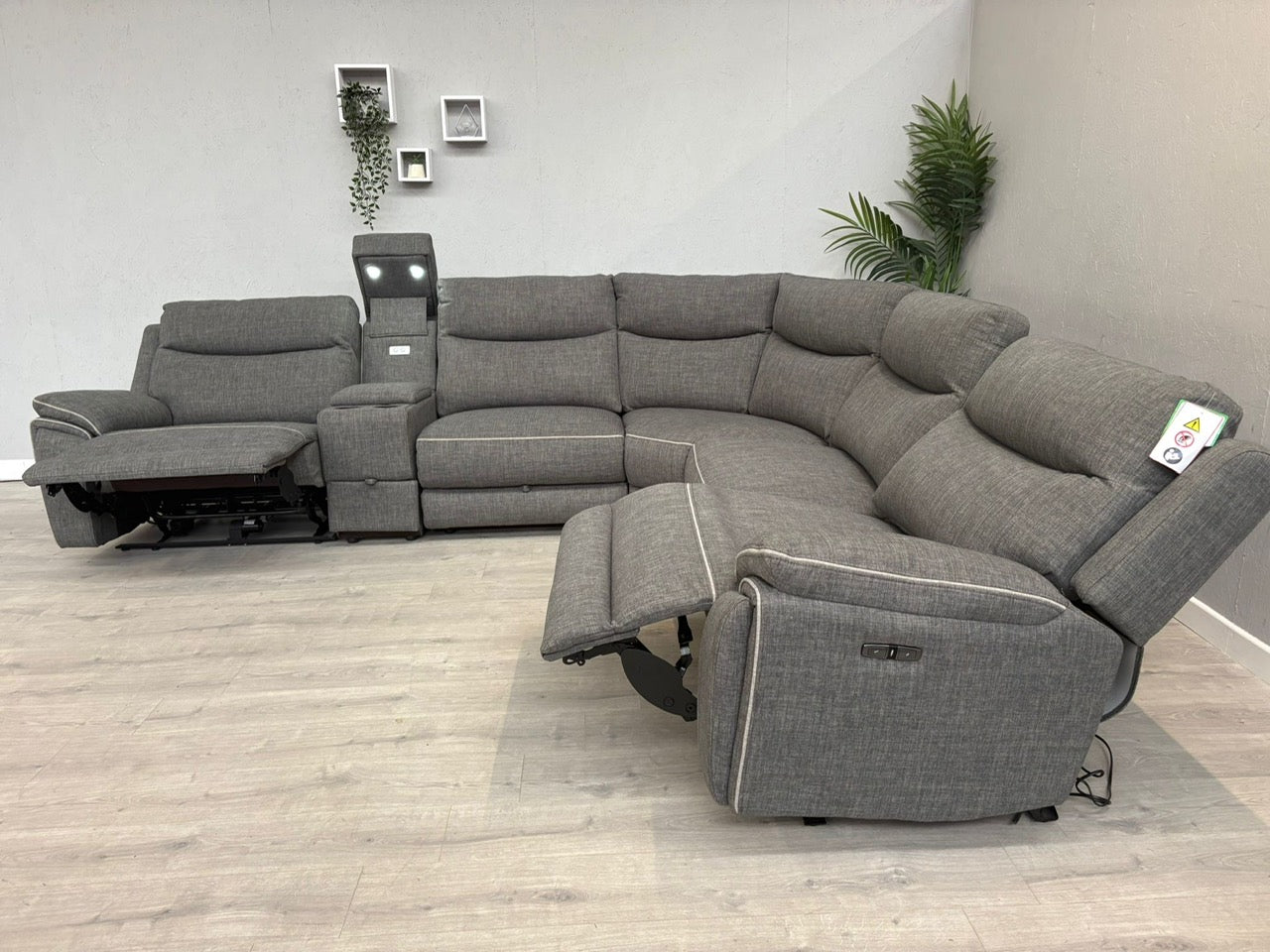 DFS Trek Fabric 2 Corner 2 Power Recliner Sofa with Console + Footstool - RRP £2578