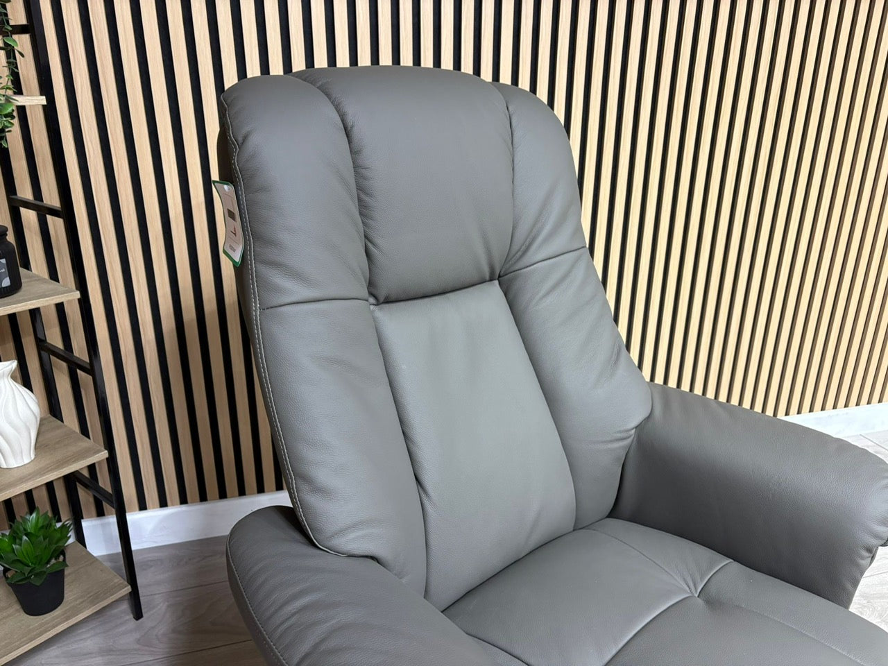 John Lewis Sample Leather Relaxed Swivel Recliner Chair + Footstool - RRP £1099
