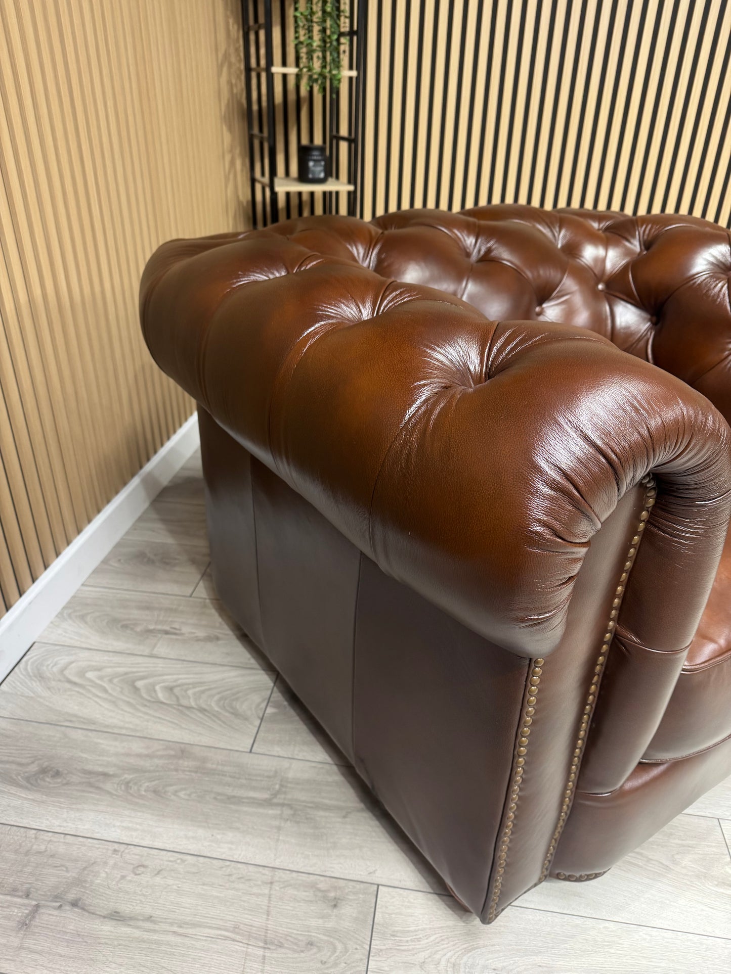 At The Helm Shackleton Style 3 Seater + 2 Armchairs Leather Chesterfield Sofa Set