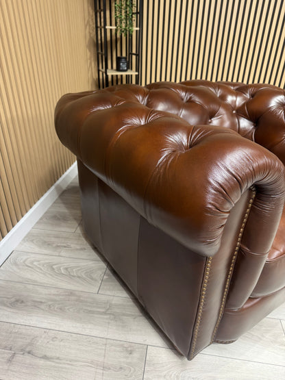 At The Helm Shackleton Style 3 Seater + 2 Armchairs Leather Chesterfield Sofa Set