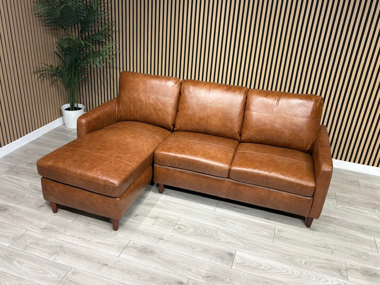 John Lewis BAILEY Style LHF Leather 3 Seater Chaise End Sofa, Tan - RRP £3,449