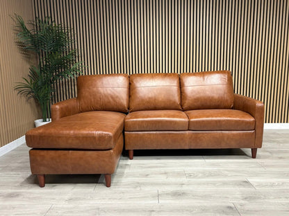 John Lewis BAILEY Style LHF Leather 3 Seater Chaise End Sofa, Tan - RRP £3,449