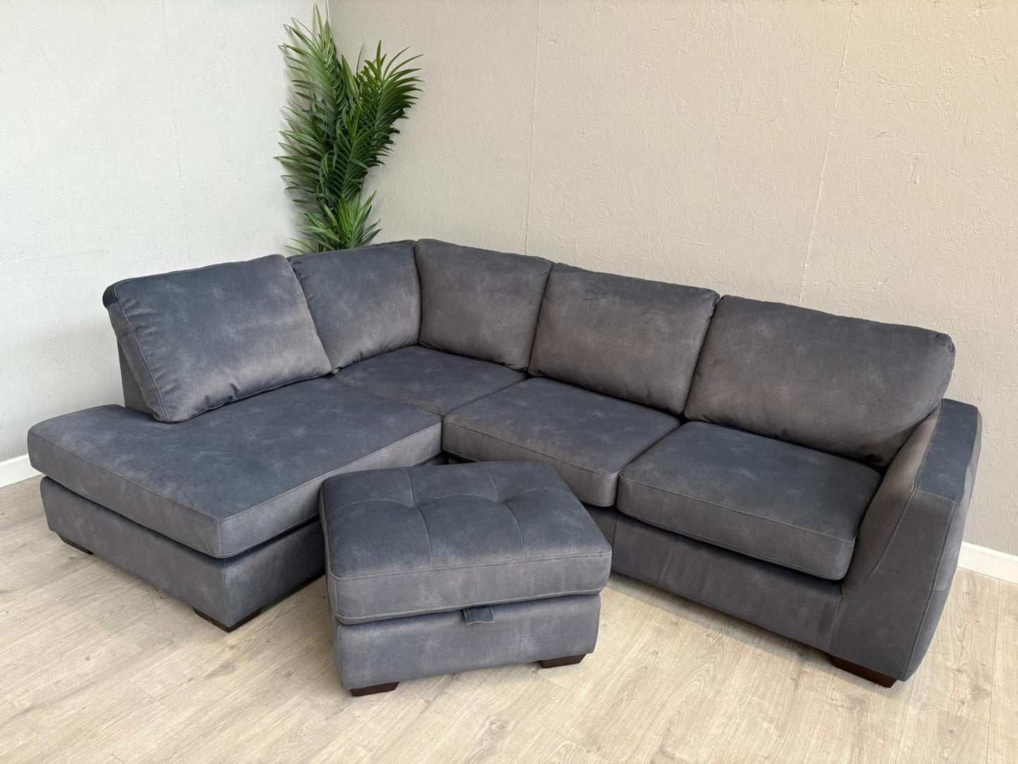 Furniture Village Dinky LHF Fabric Corner Chaise End Sofa + Footstool, RRP: £1890