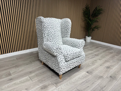Habitat Fabric Wingback Chair / Armchair, Pebble- RRP £999
