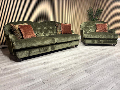 Alexander & James 4 Seater Button Back Sofa + Cuddle Chair, RRP: £3495