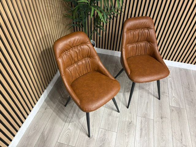 NEXT Sample - Corrine Leather Effect Tan Dining Chairs