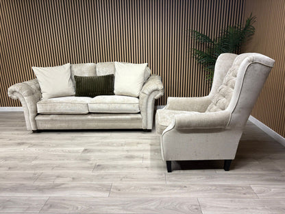 Victoria Fabric 3 Seater Sofa + Wingback Chair Set - RRP £3198