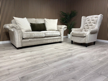 Victoria Fabric 3 Seater Sofa + Wingback Chair Set - RRP £3198