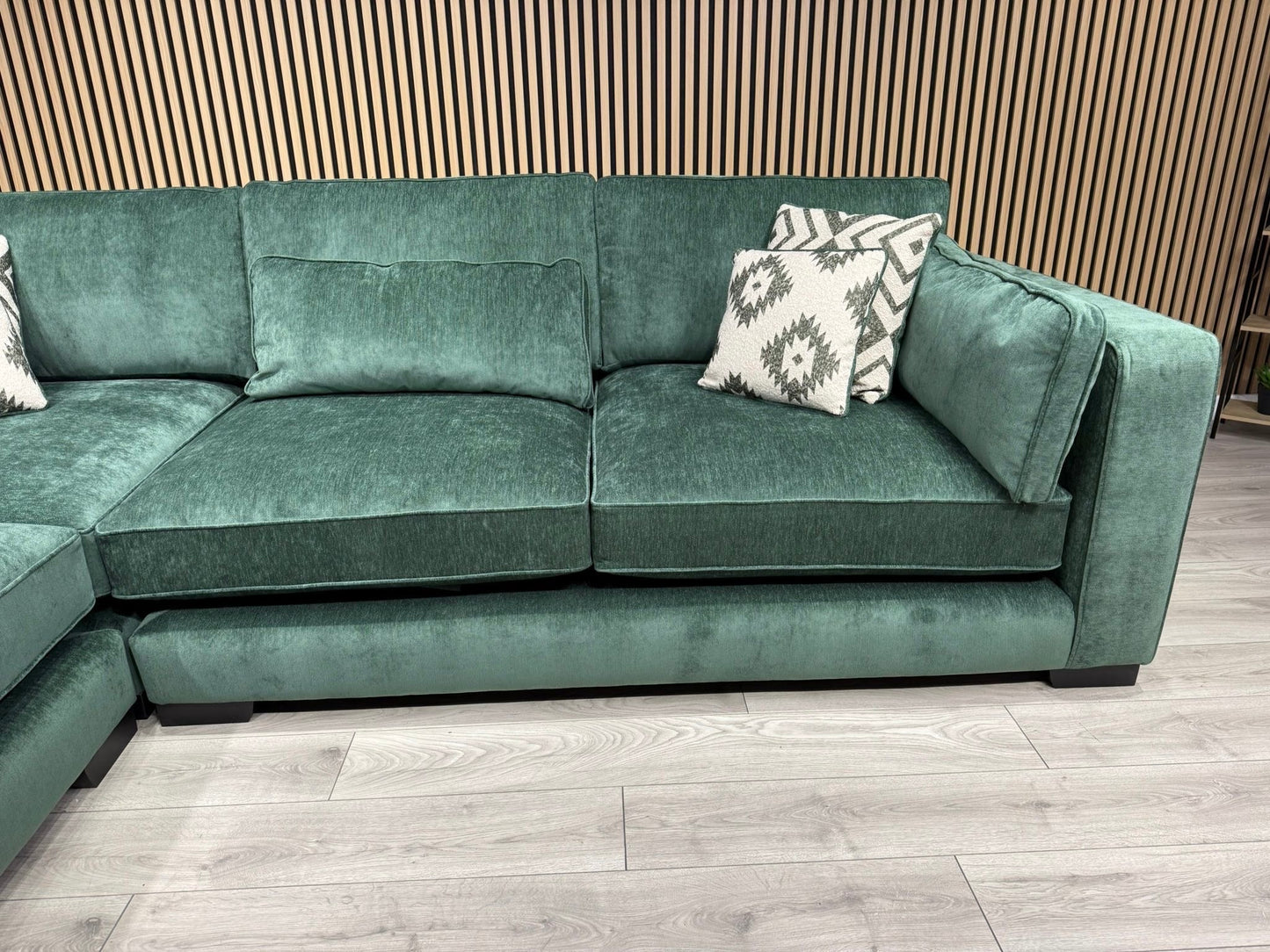 Sofology CAVALLI Style Fabric Open Chaise LHF Corner Sofa + Footstool - RRP £5398