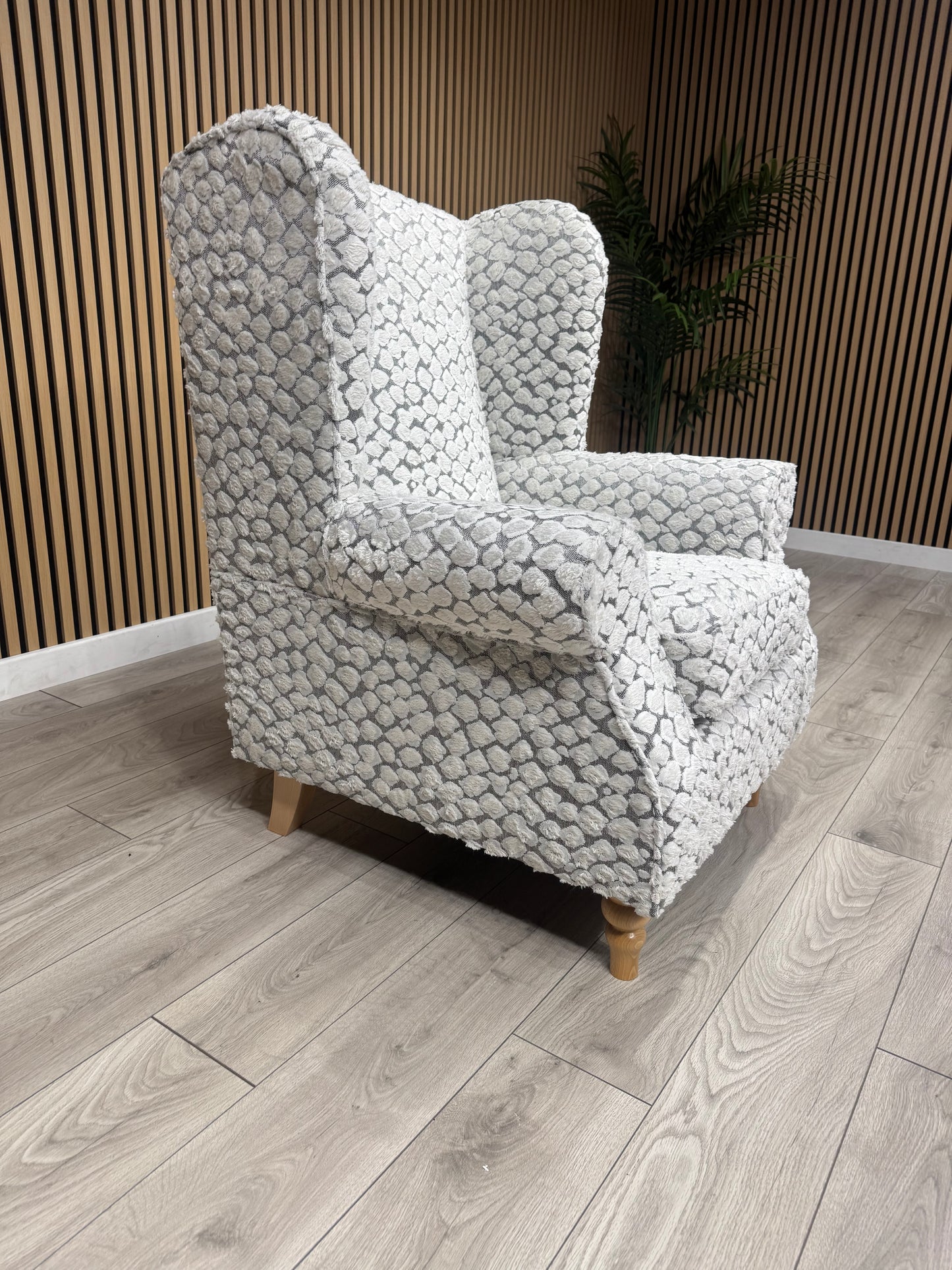 Habitat Fabric Wingback Chair / Armchair, Pebble- RRP £999