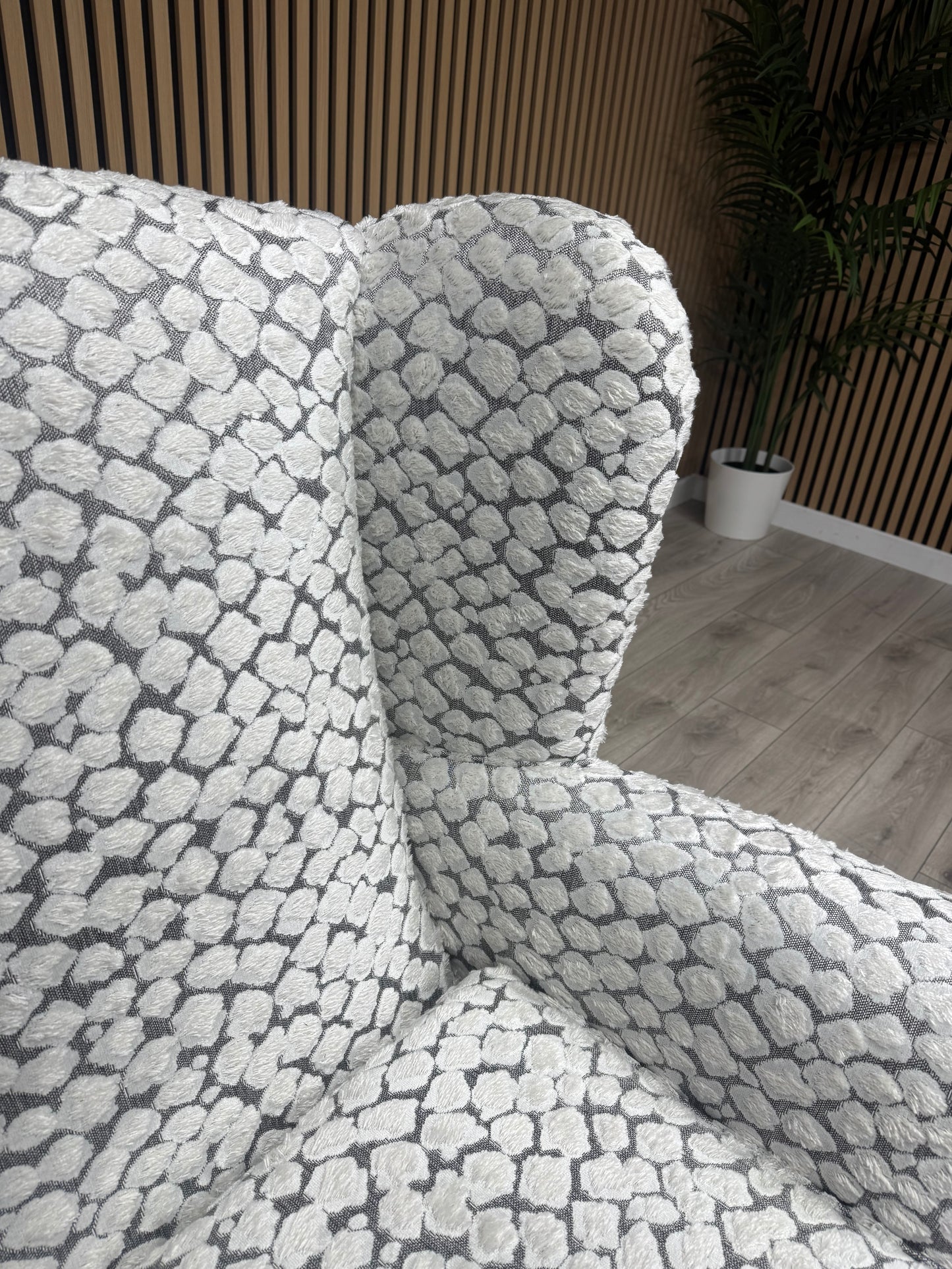 Habitat Fabric Wingback Chair / Armchair, Pebble- RRP £999