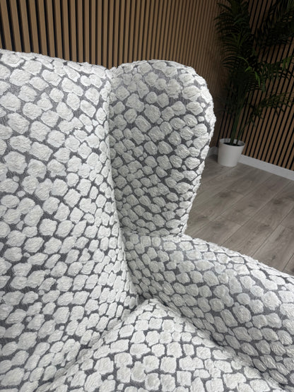 Habitat Fabric Wingback Chair / Armchair, Pebble- RRP £999