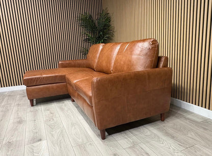 John Lewis BAILEY Style LHF Leather 3 Seater Chaise End Sofa, Tan - RRP £3,449