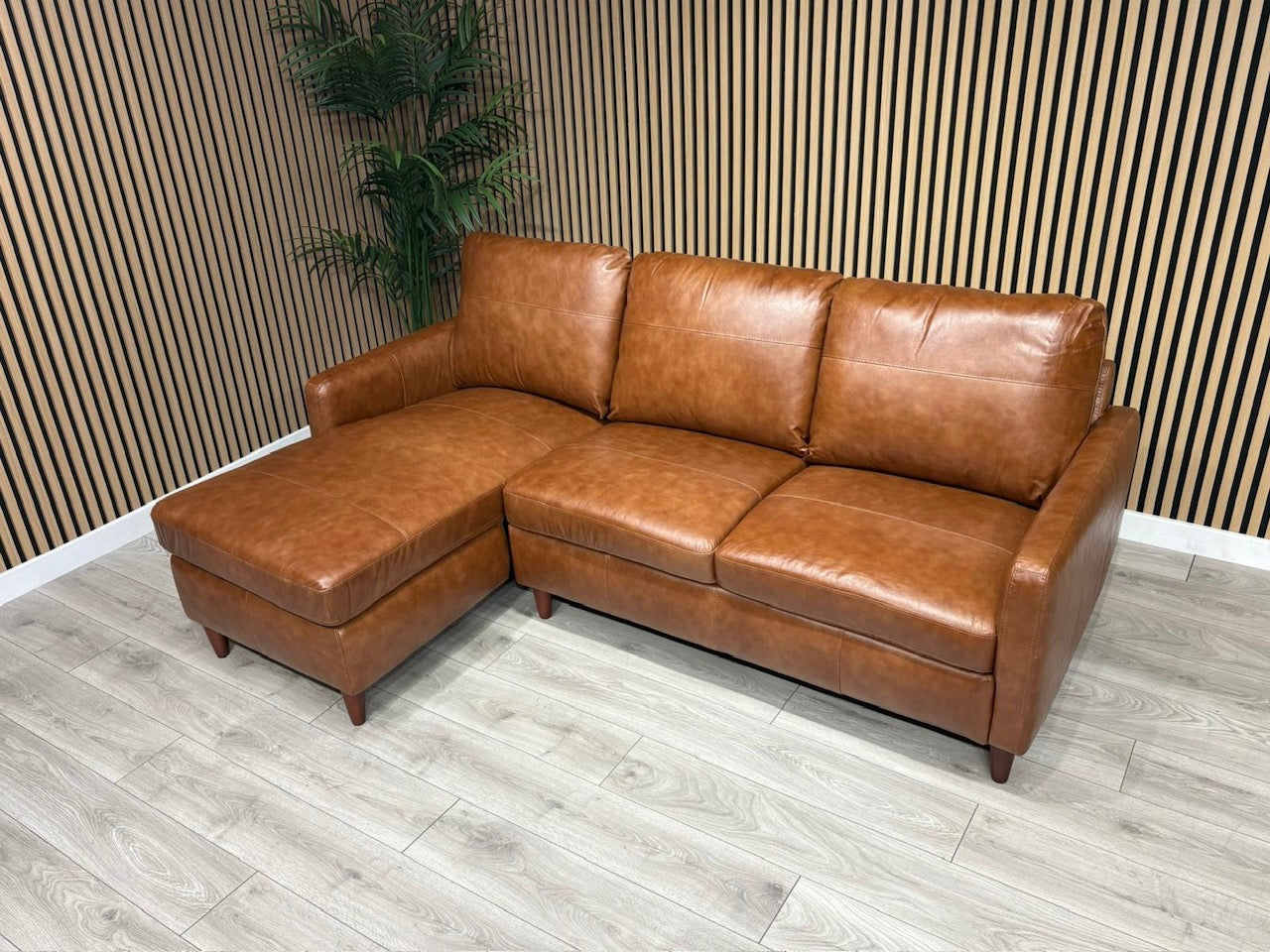 John Lewis BAILEY Style LHF Leather 3 Seater Chaise End Sofa, Tan - RRP £3,449