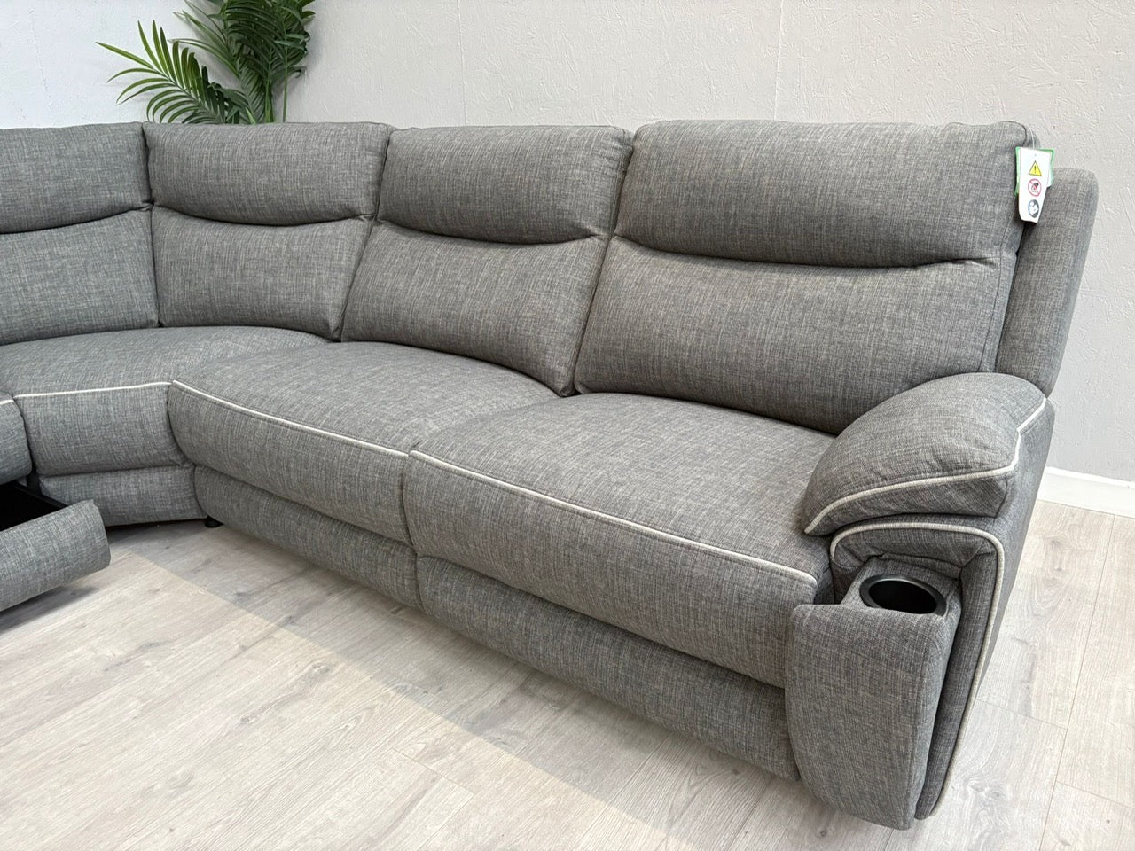 DFS Trek Fabric 2 Corner 2 Power Recliner Sofa with Console + Footstool - RRP £2578
