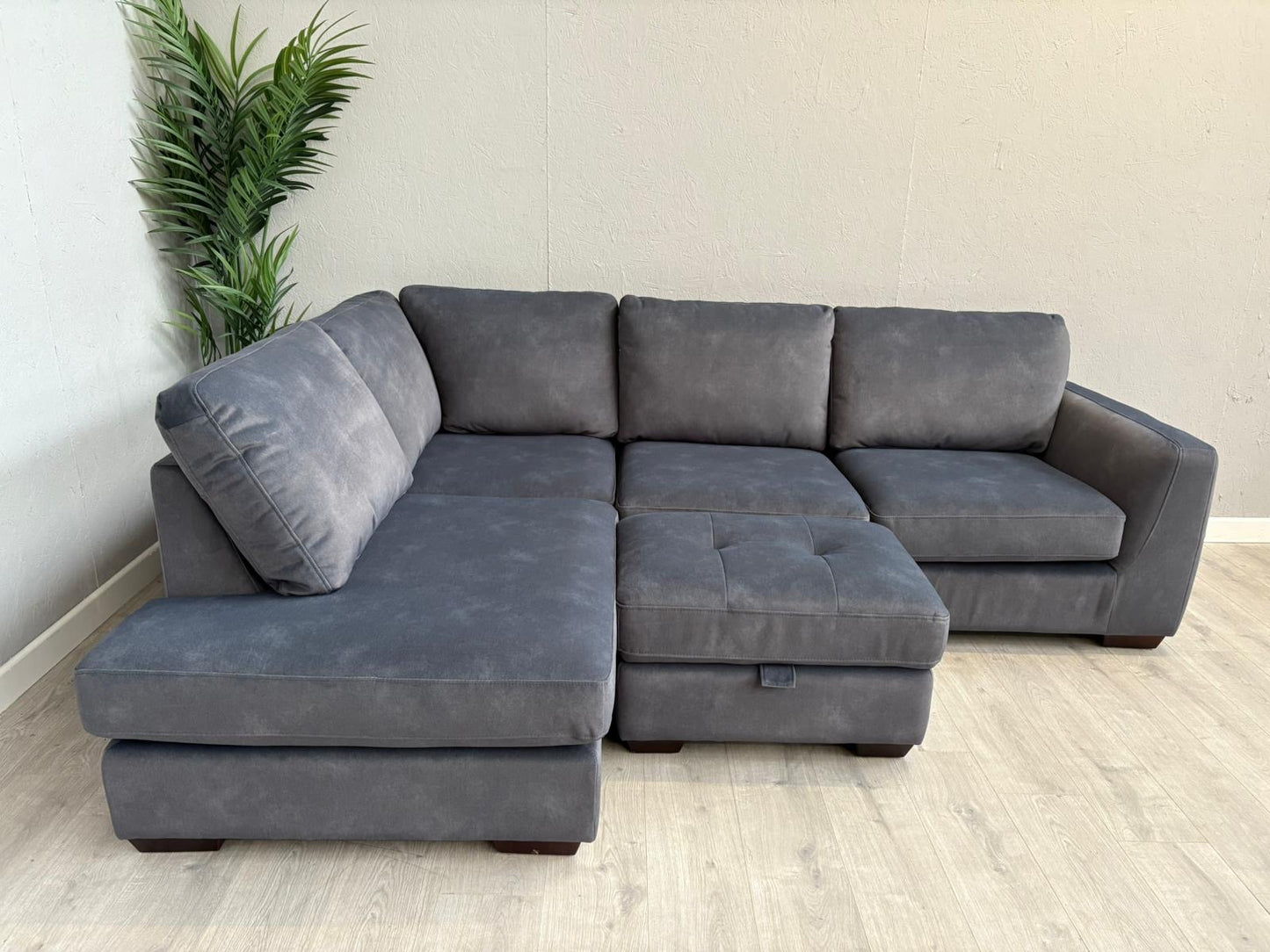 Furniture Village Dinky LHF Fabric Corner Chaise End Sofa + Footstool, RRP: £1890