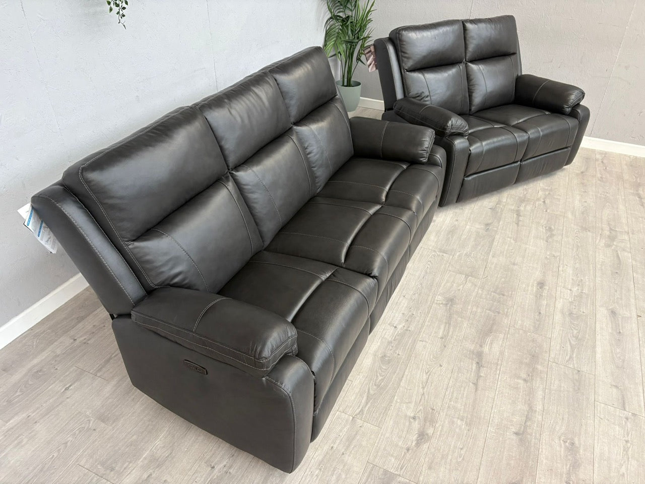 DFS Leather 3 Seater + 2 Seater Power Recliner Sofa Set - RRP £2598