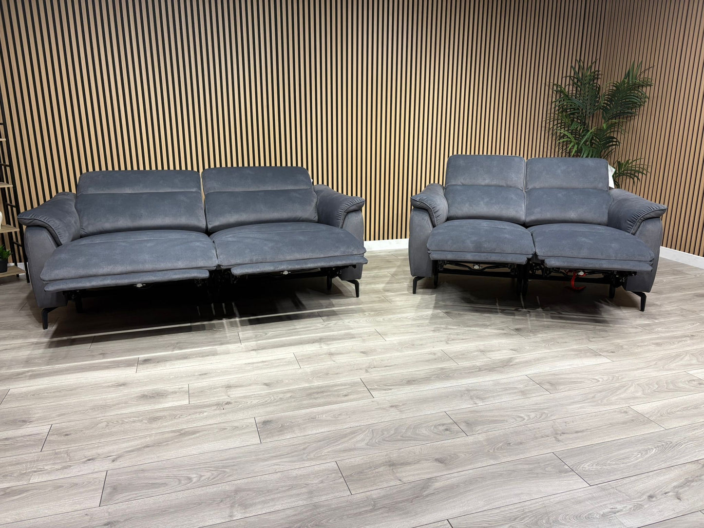 Furniture Village EZRA Style Fabric 3 Seater + 2 Seater Power Recliners - RRP £3890