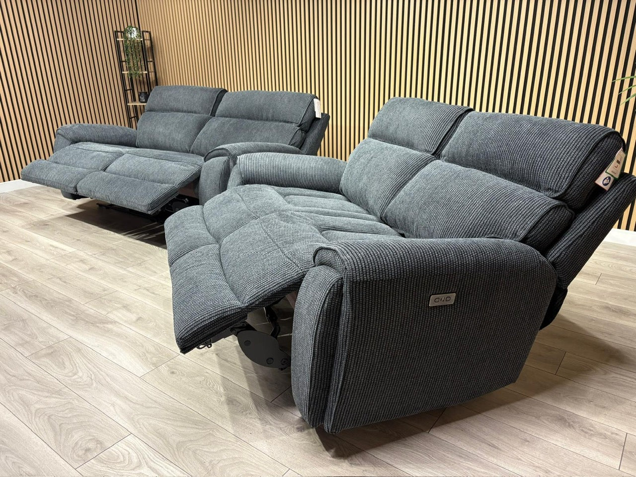 Atlanta - Fabric 3+2 Seater Sofa Set with Power Recliners, Coda Black - RRP £2478