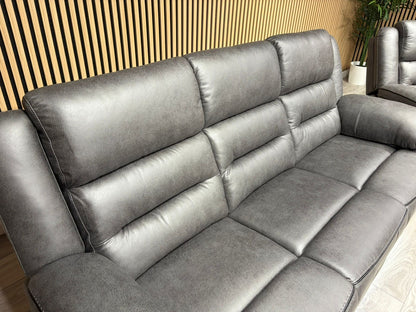 DFS Eigar Style Fabric 3+2 Seater Sofa Set Power Recliners + LED Lights RRP £2399