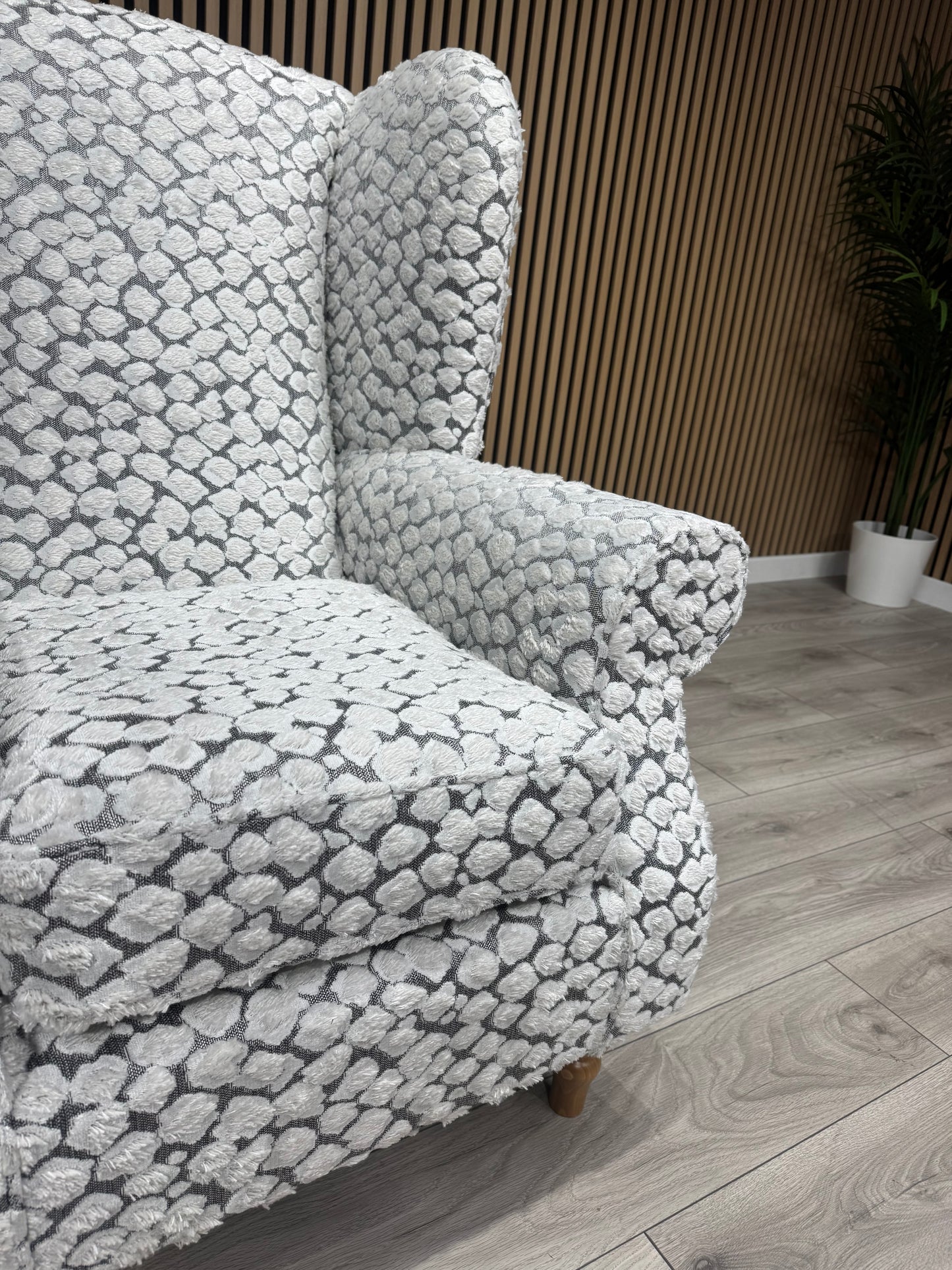 Habitat Fabric Wingback Chair / Armchair, Pebble- RRP £999