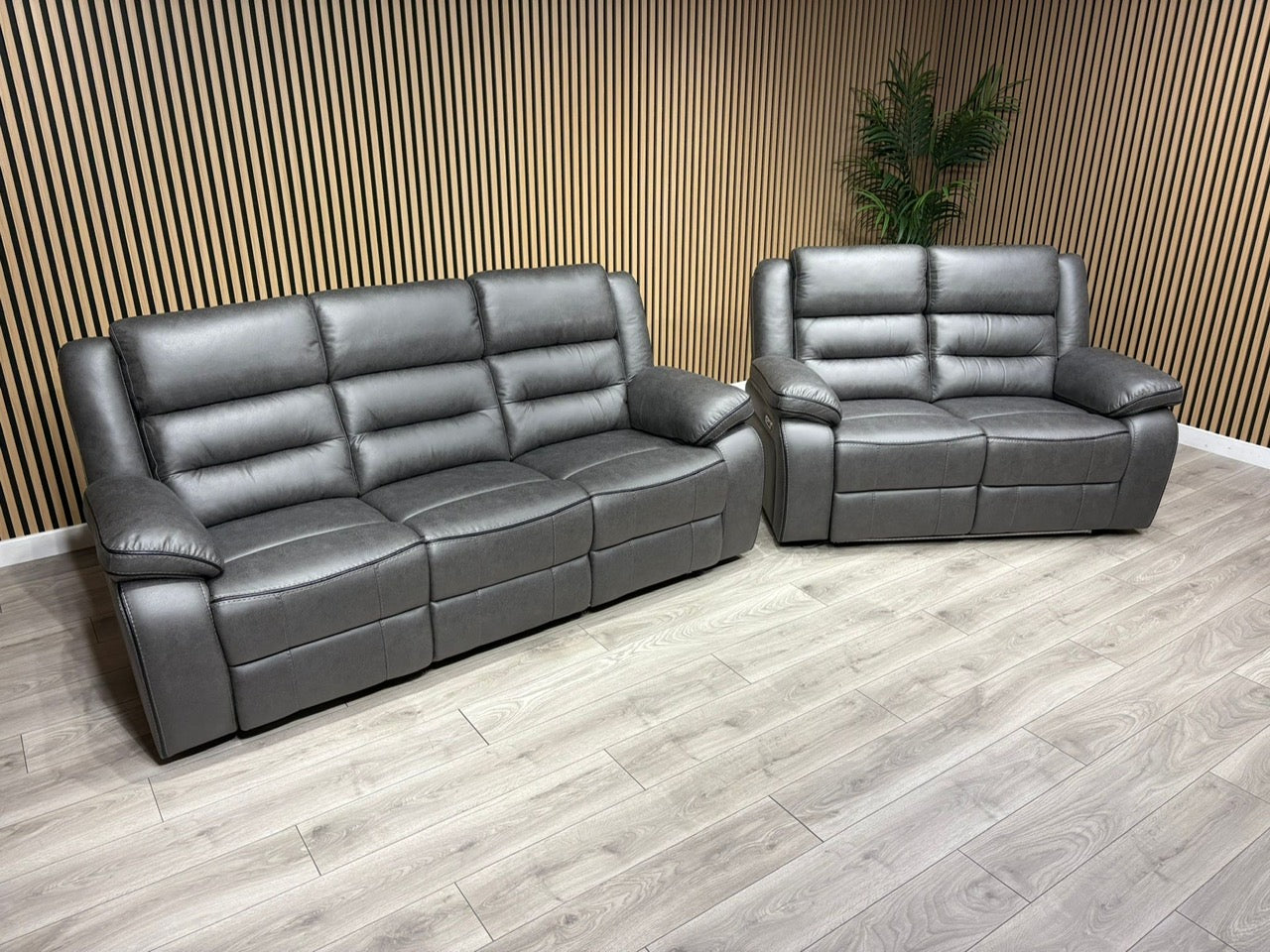 DFS Eigar Style Fabric 3+2 Seater Sofa Set Power Recliners + LED Lights RRP £2399