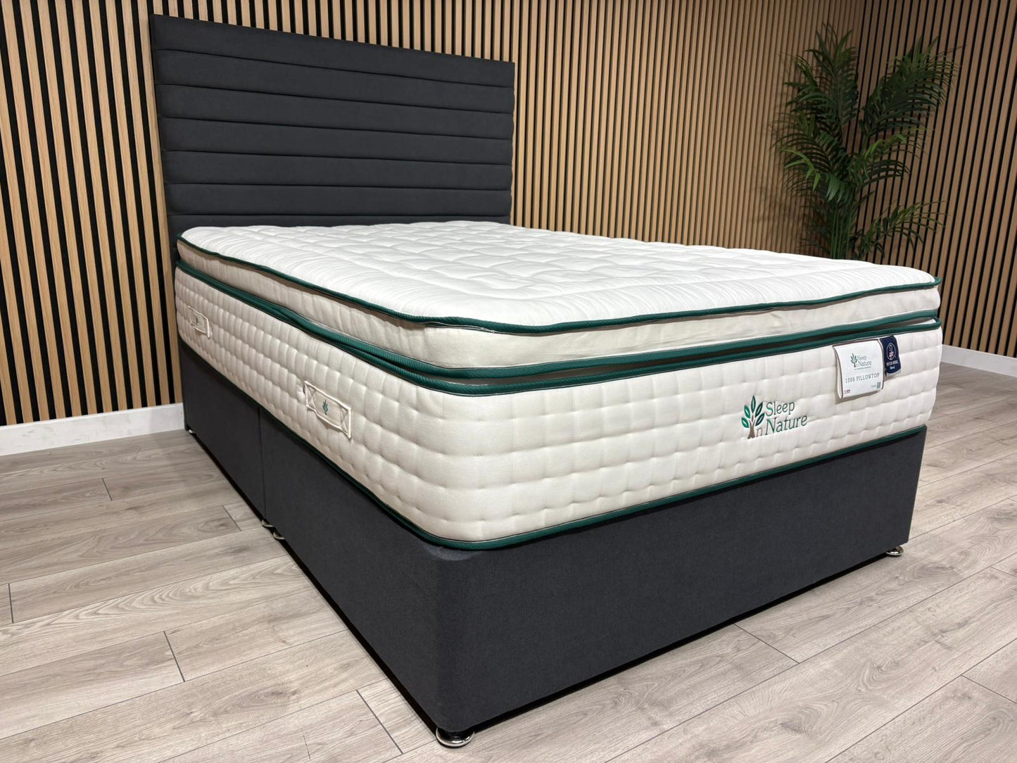 Sleep Nature 1000 Pillow Top Divan Bed Set + Headboard. Available in all sizes