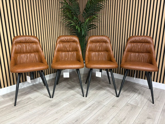 NEXT Sample - Corrine Leather Effect Tan Dining Chairs