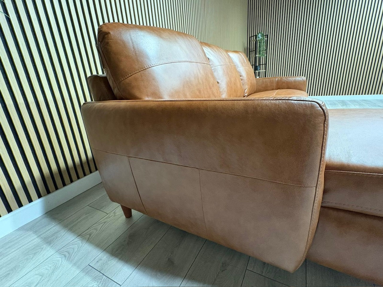 John Lewis BAILEY Style LHF Leather 3 Seater Chaise End Sofa, Tan - RRP £3,449