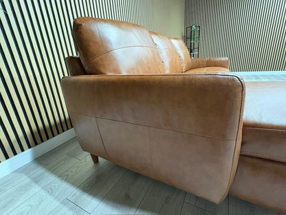 John Lewis BAILEY Style LHF Leather 3 Seater Chaise End Sofa, Tan - RRP £3,449