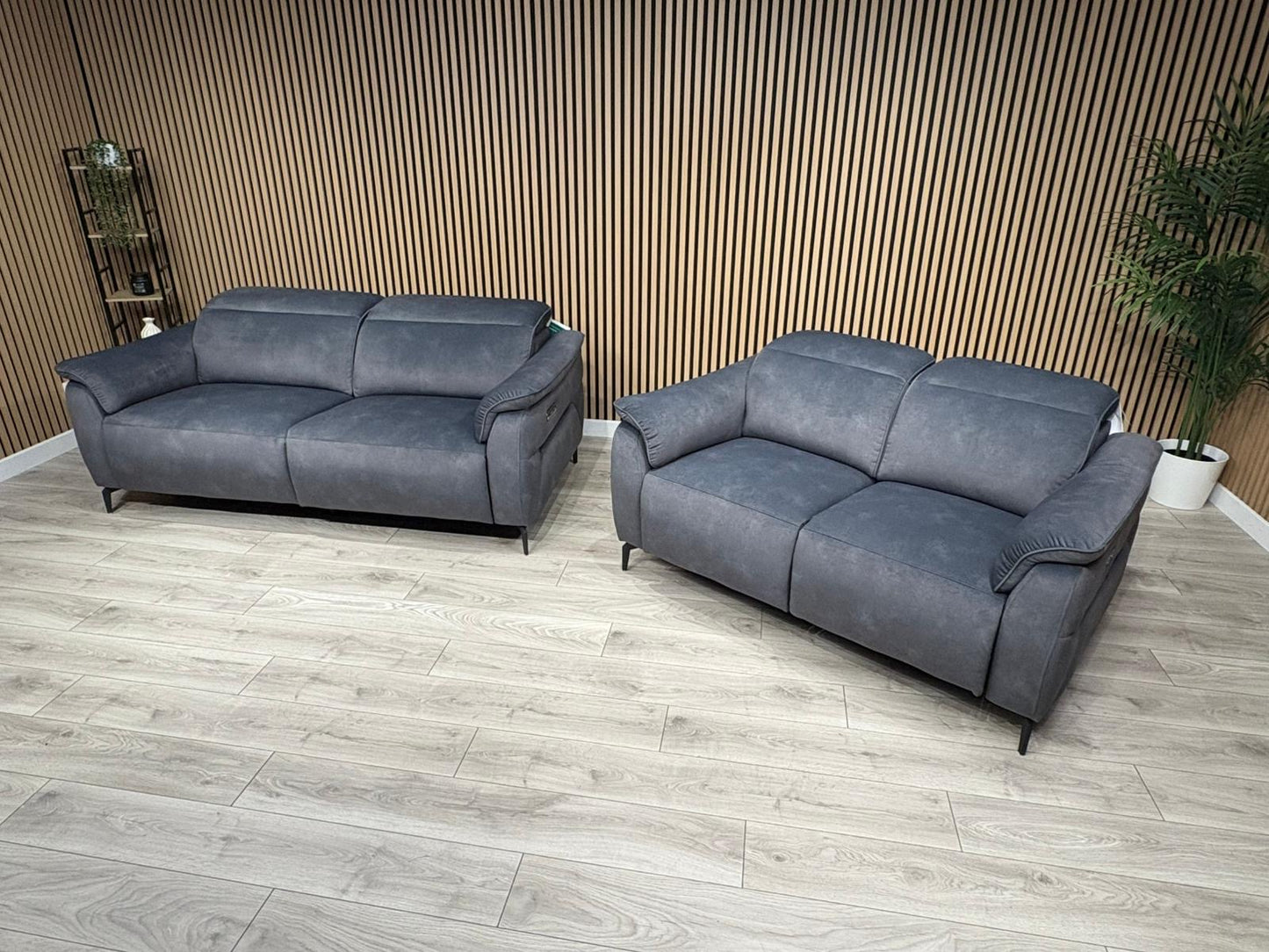 Furniture Village EZRA Style Fabric 3 Seater + 2 Seater Power Recliners - RRP £3890