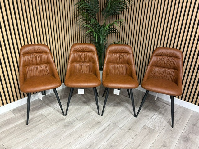 NEXT Sample - Corrine Leather Effect Tan Dining Chairs
