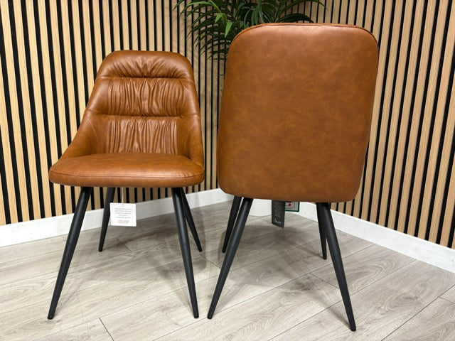NEXT Sample - Corrine Leather Effect Tan Dining Chairs