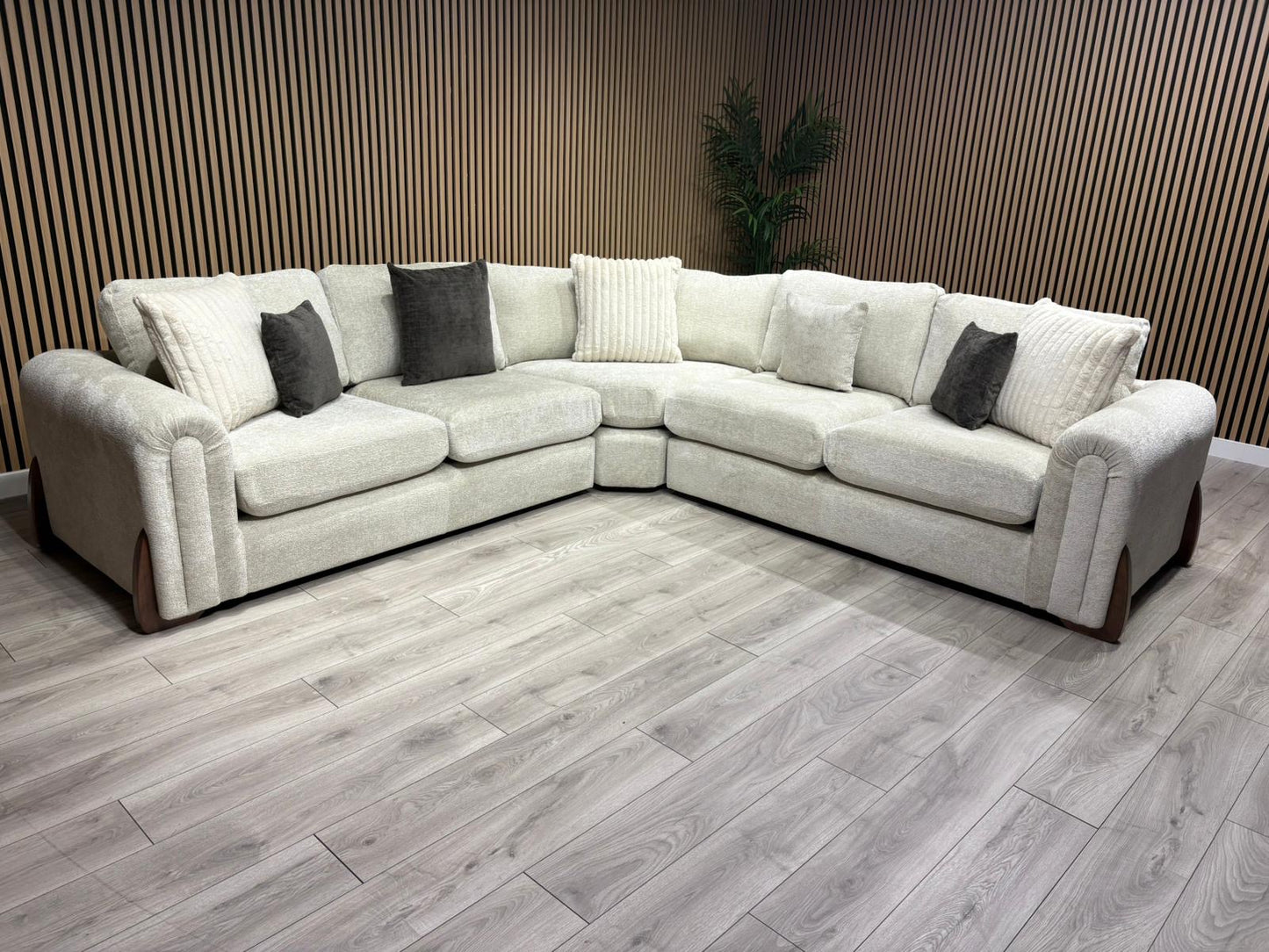 Sofology Marble Arch Style 2 Corner 2 Large Fabric Corner Sofa, Stone - RRP £3,129
