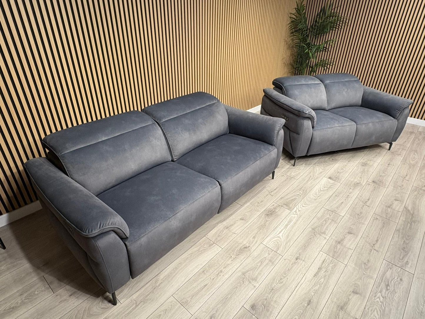 Furniture Village EZRA Style Fabric 3 Seater + 2 Seater Power Recliners - RRP £3890