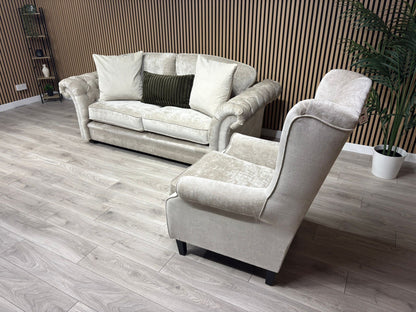 Victoria Fabric 3 Seater Sofa + Wingback Chair Set - RRP £3198