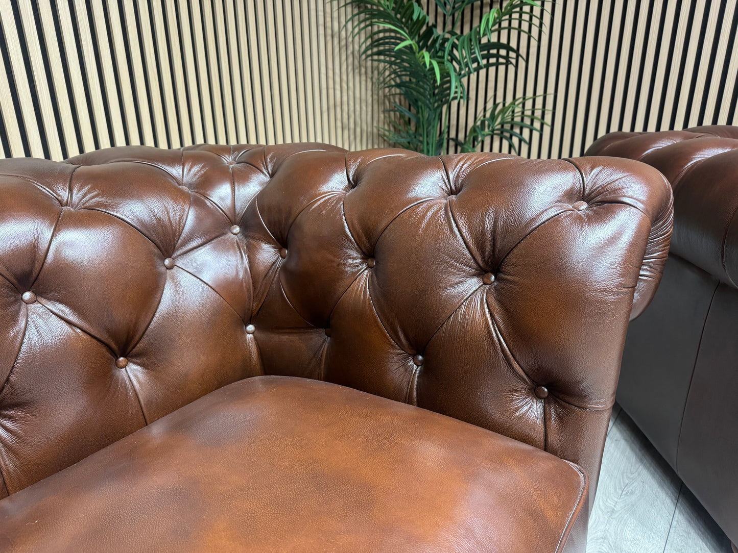 At The Helm Shackleton Style 3 Seater + 2 Armchairs Leather Chesterfield Sofa Set