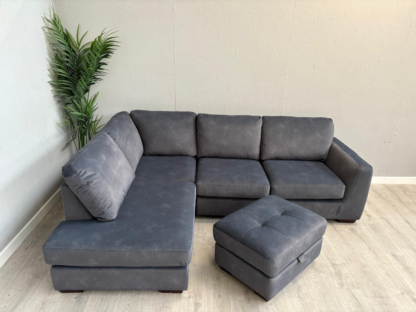 Furniture Village Dinky LHF Fabric Corner Chaise End Sofa + Footstool, RRP: £1890