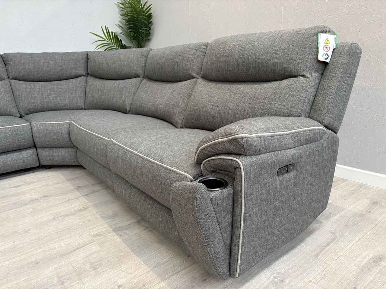 DFS Trek Fabric 2 Corner 2 Power Recliner Sofa with Console + Footstool - RRP £2578
