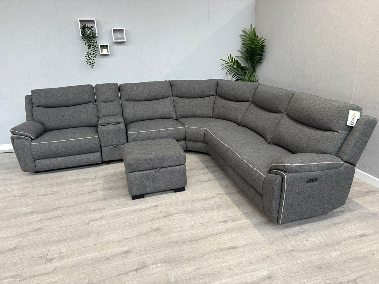 DFS Trek Fabric 2 Corner 2 Power Recliner Sofa with Console + Footstool - RRP £2578