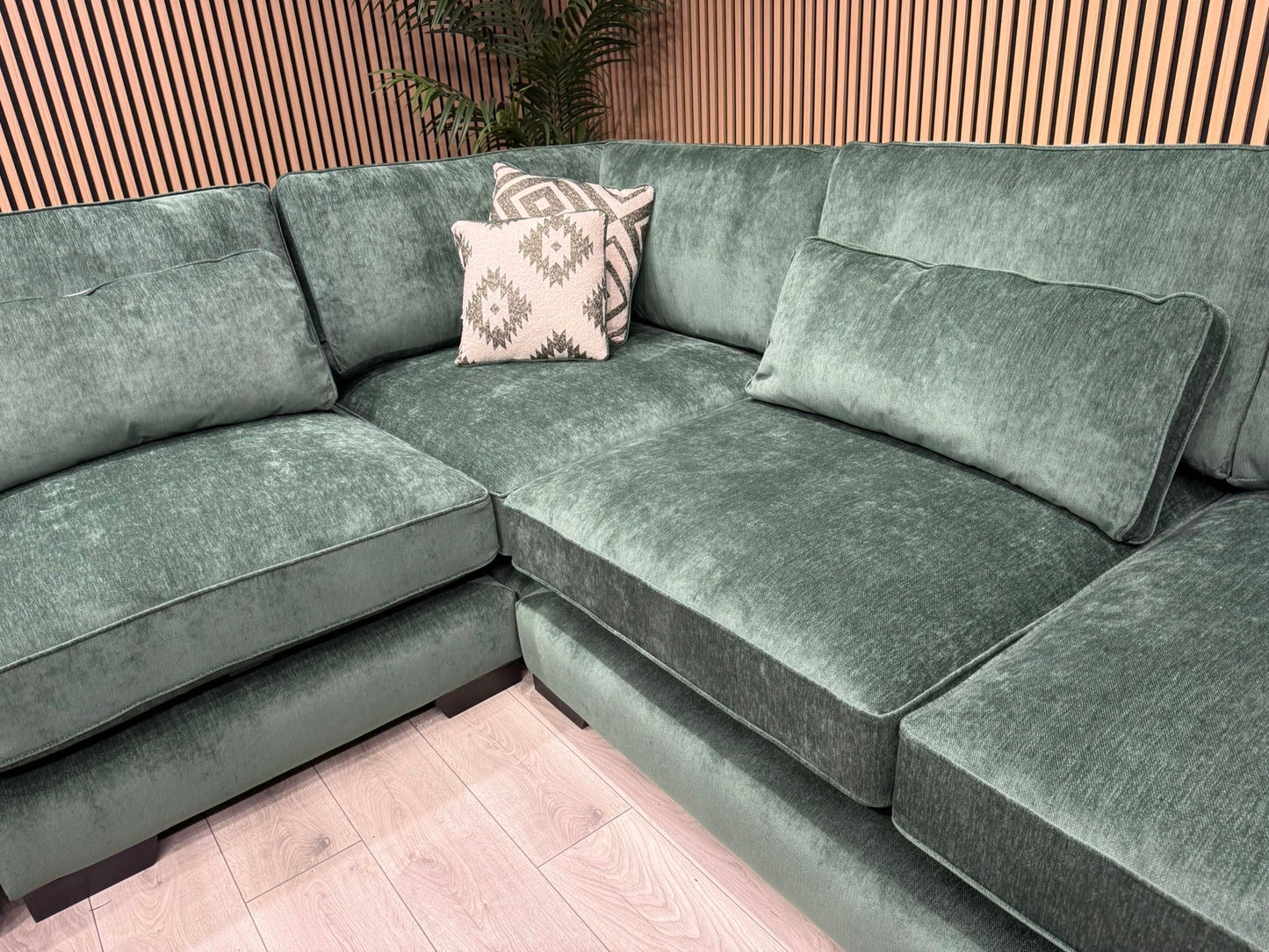 Sofology CAVALLI Style Fabric Open Chaise LHF Corner Sofa + Footstool - RRP £5398