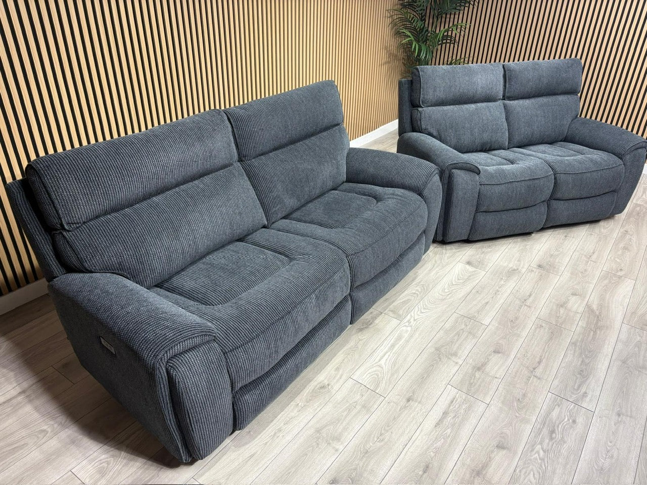 Atlanta - Fabric 3+2 Seater Sofa Set with Power Recliners, Coda Black - RRP £2478