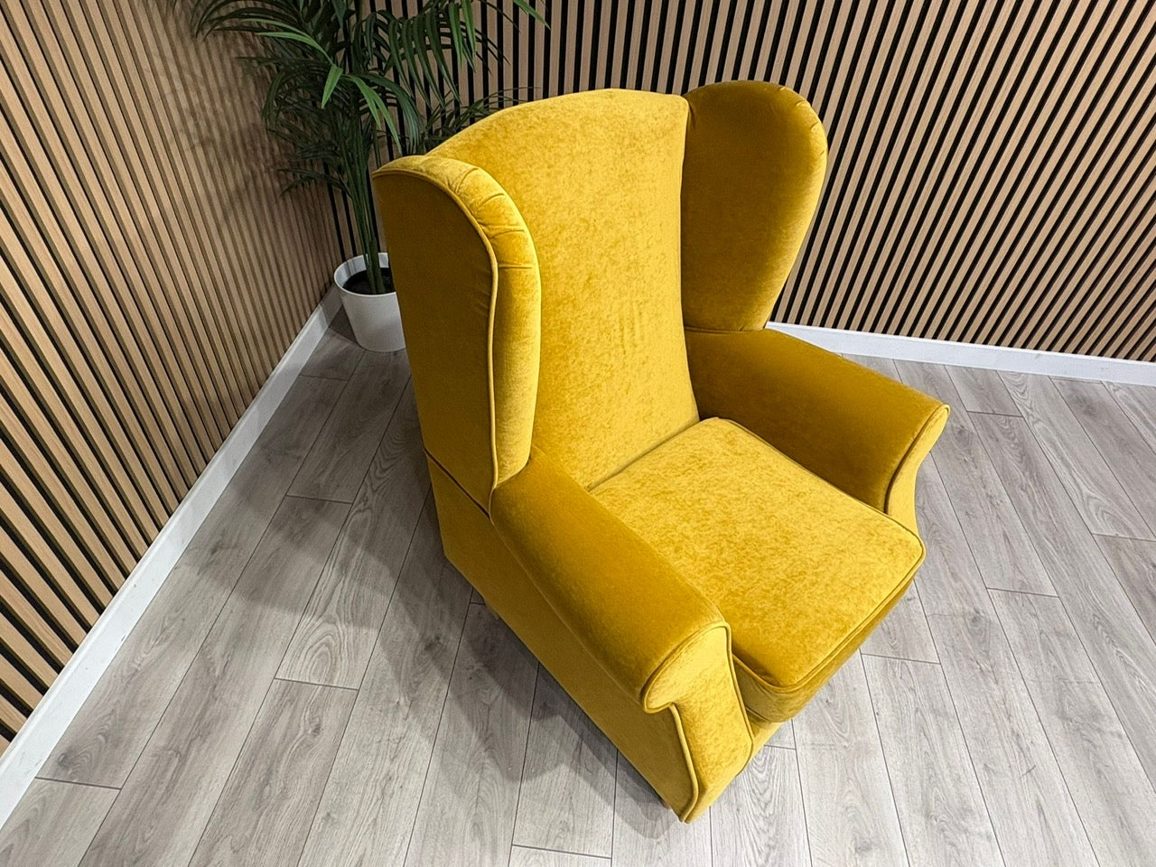 Habitat Fabric Wingback Chair / Armchair, Mustard - RRP £999