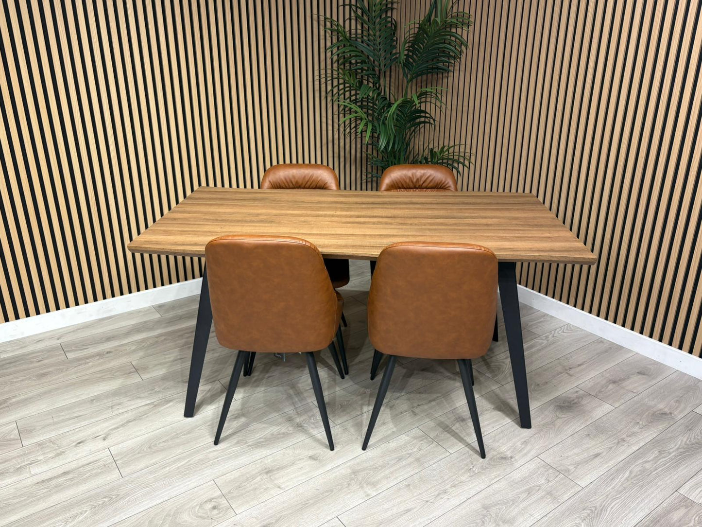 NEXT Sample - Corrine Industrial Dining Table + 4 leather effect chairs - RRP £1899