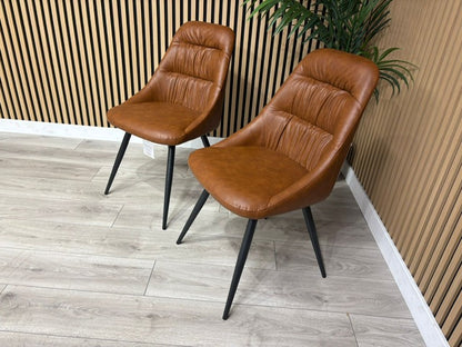 NEXT Sample - Corrine Leather Effect Tan Dining Chairs