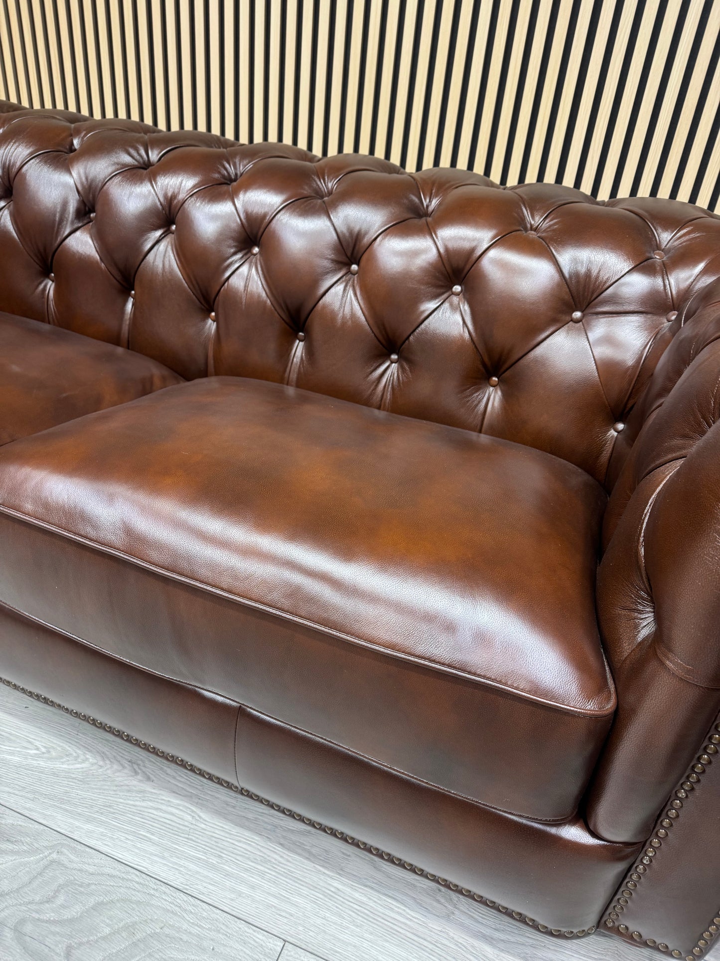 At The Helm Shackleton Style 3 Seater + 2 Armchairs Leather Chesterfield Sofa Set